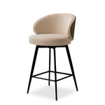 Counter Stool Camerota Sabino beige | walnut finish back | black legs | swivel 100% polyester Chairs & Sofas A119670 2