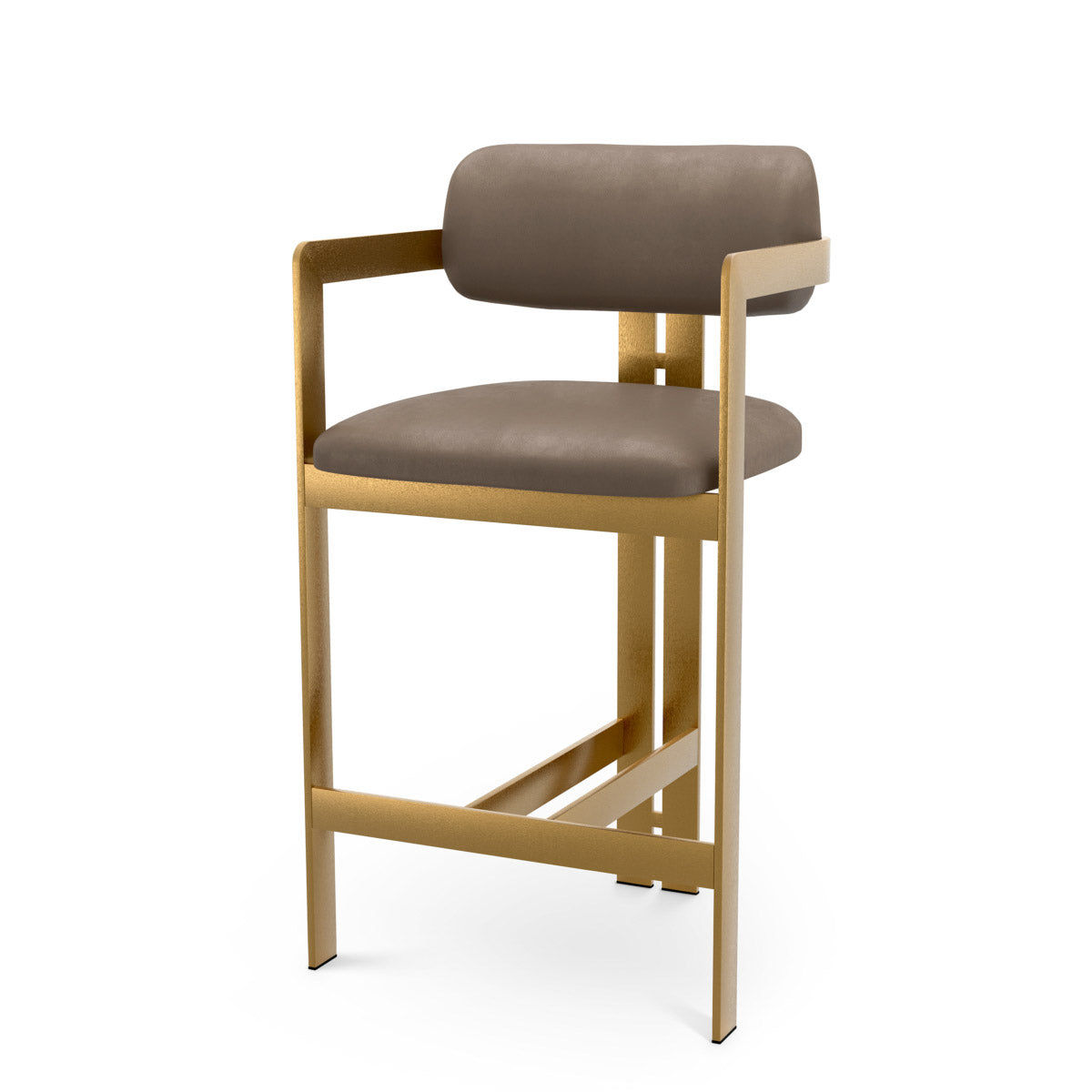 Counter Stool Donato Brushed brass finish | seymore truffle 100% leather Chairs & Sofas A120937 2