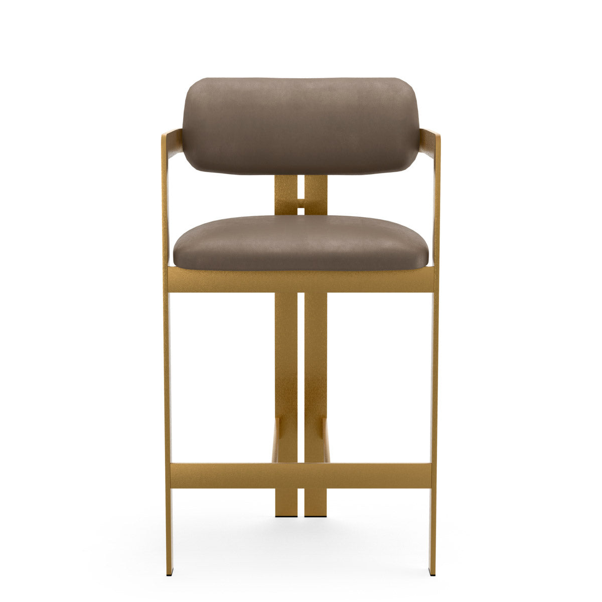 Counter Stool Donato Brushed brass finish | seymore truffle 100% leather Chairs & Sofas A120937 3