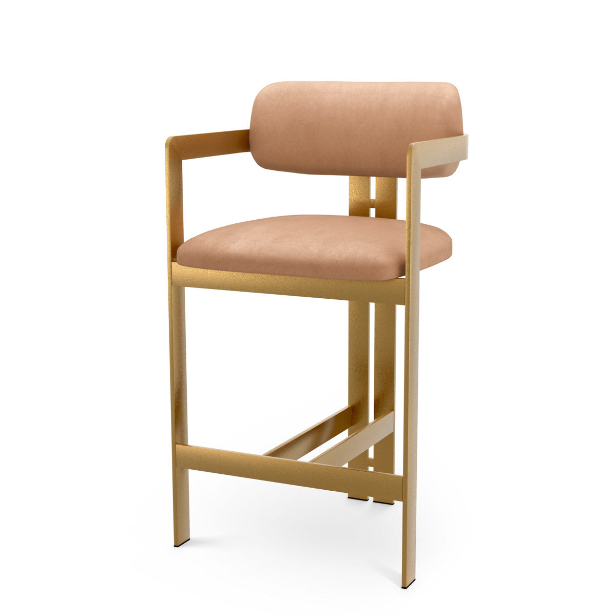 Counter Stool Donato Brushed brass finish | seymore camel 100% leather Chairs & Sofas A120938