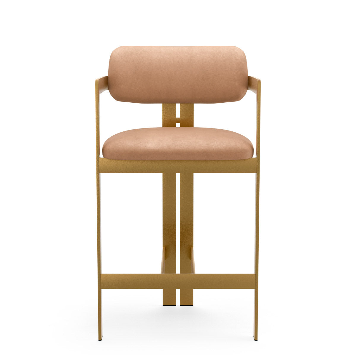 Counter Stool Donato Brushed brass finish | seymore camel 100% leather Chairs & Sofas A120938 3