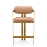 Counter Stool Donato Brushed brass finish | seymore camel 100% leather Chairs & Sofas A120938 3