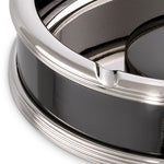 Eichholtz Ashtray Ella nickel finish ashtray features a stylish rim at the top and the bottom. No smokers
