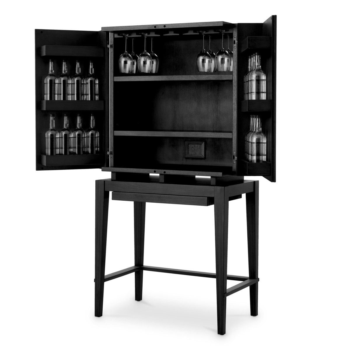 Eichholtz Bar Cabinet Dimitrios bottles and stemware, this stylish tall bar cabinet is a spirit connoisseur's best friend. Bar