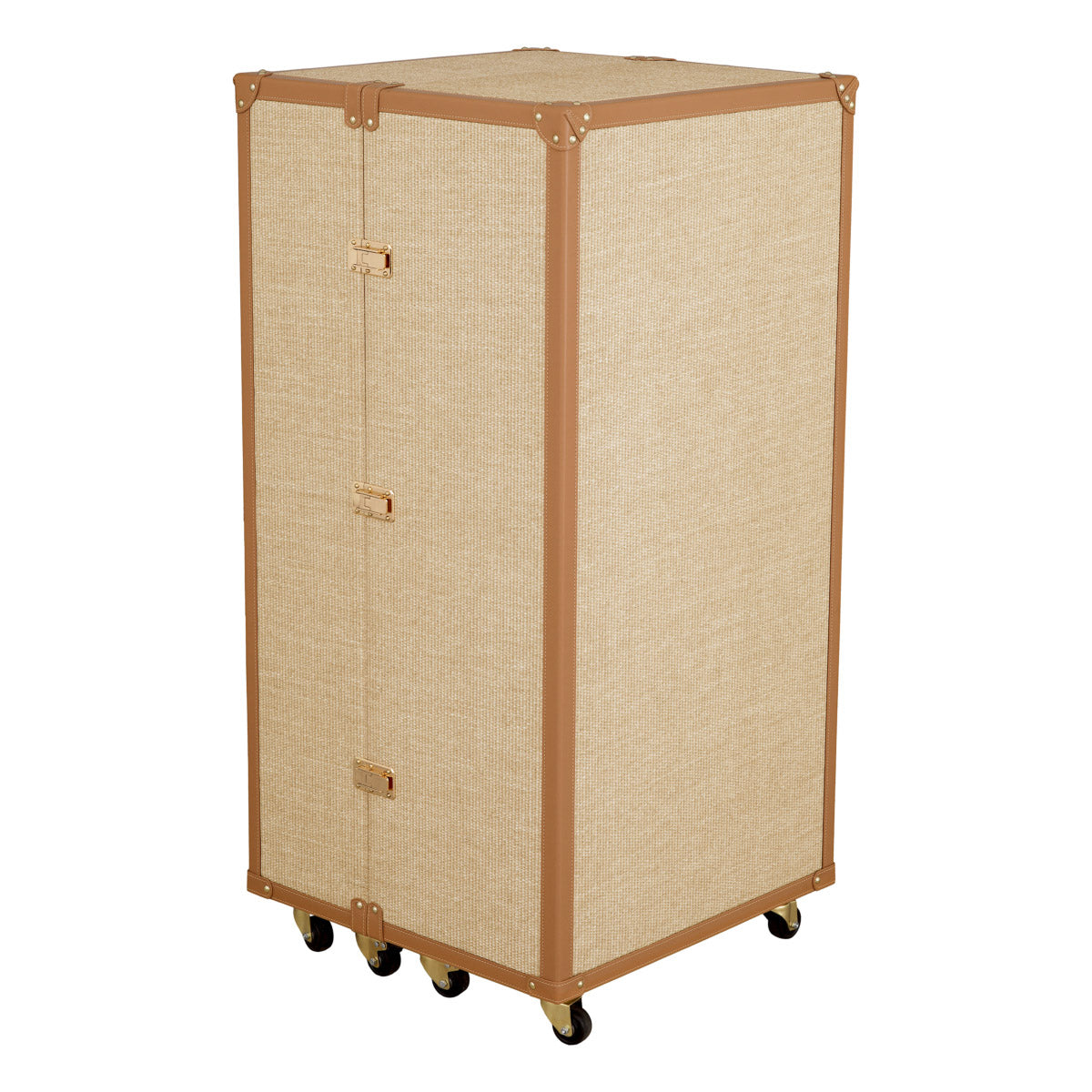 Eichholtz Bar Cabinet Martini Bianco tan leather look complements the overall aesthetic. Redefine your wine storage experience with the e...