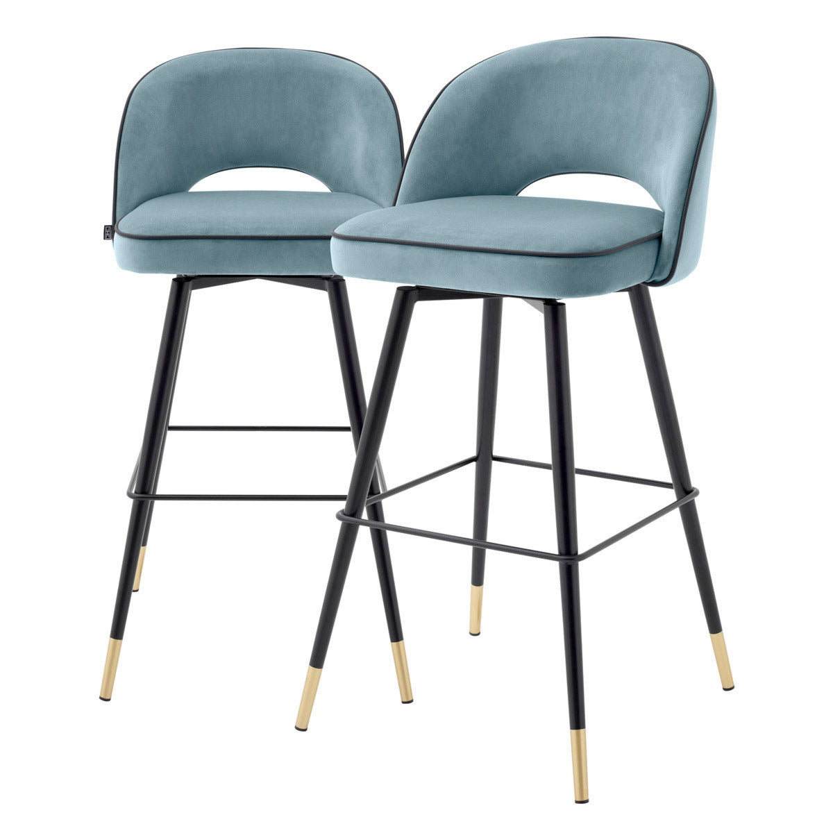 Eichholtz Bar Stool Cliff Create a wow-worthy interior with the Cliff Bar Stool in Savona blue velvet, that comes