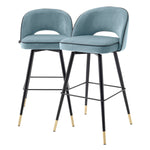 Eichholtz Bar Stool Cliff Create a wow-worthy interior with the Cliff Bar Stool in Savona blue velvet, that comes