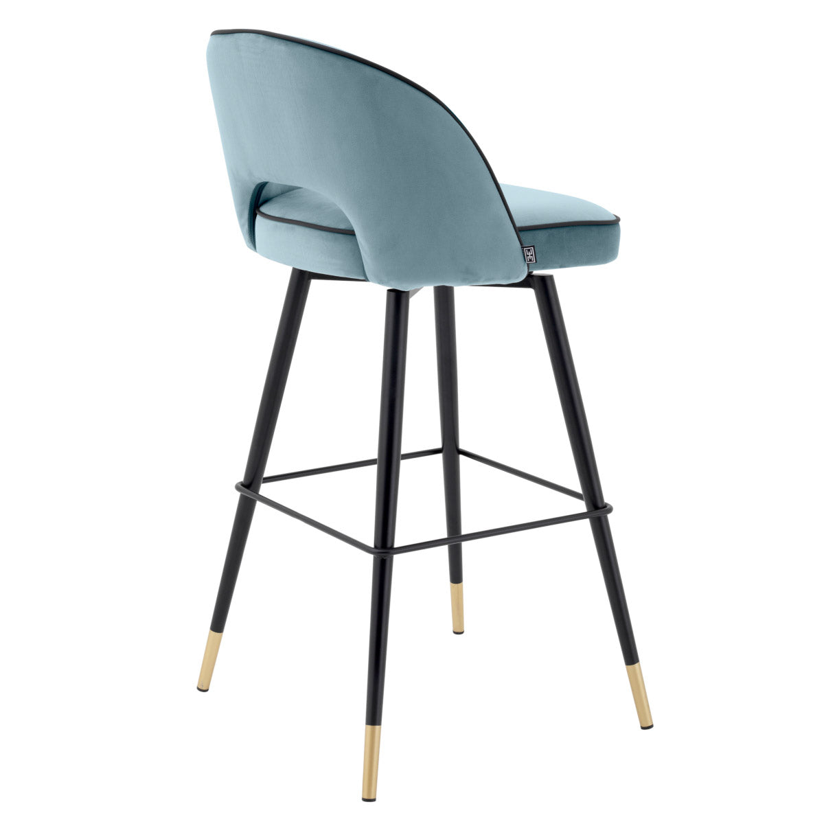 Eichholtz Bar Stool Cliff silhouette is accentuated with black faux leather piping. Bar Stool Cliff Crafted by Eichholtz this