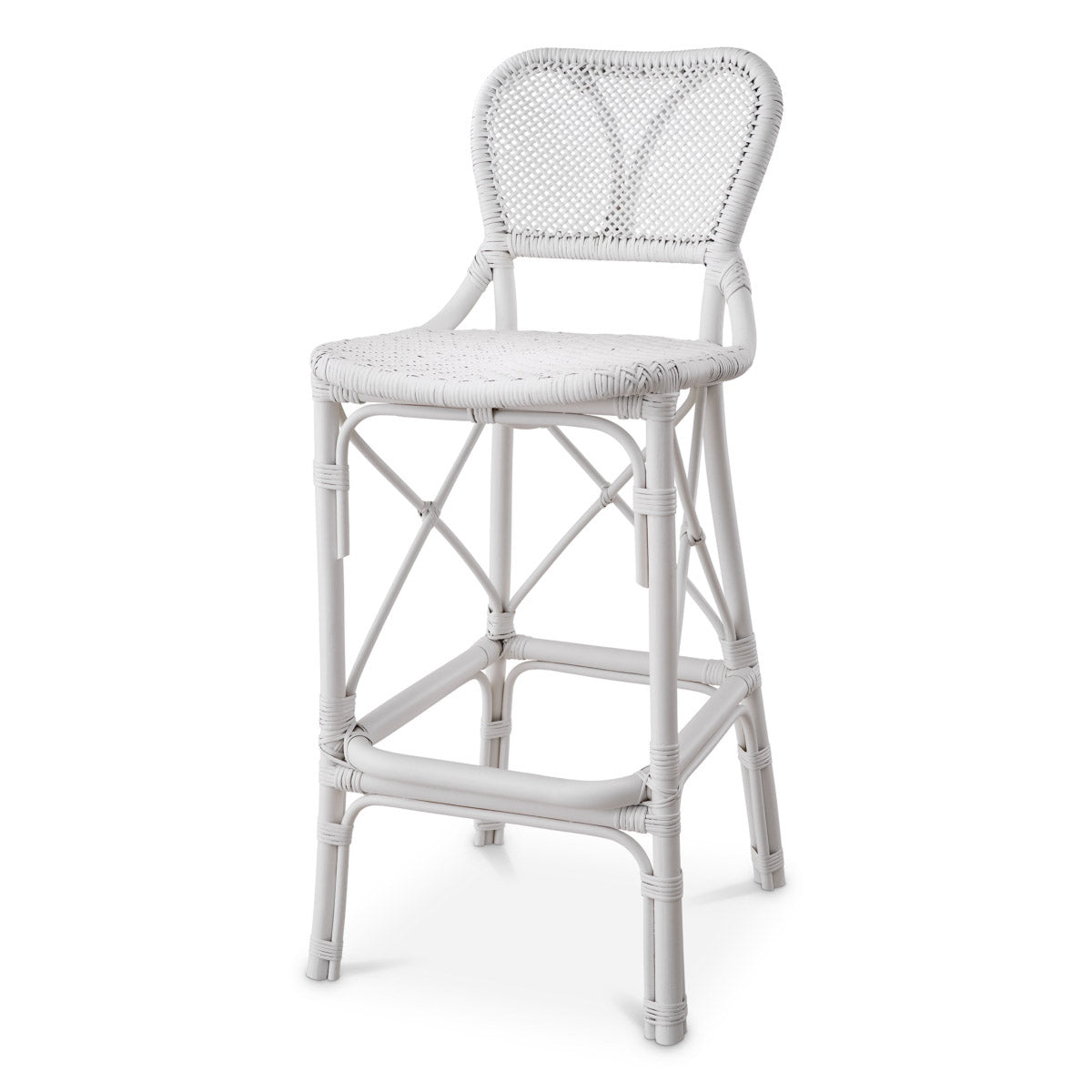 Eichholtz Bar Stool Colony Elevate your seating experience with the Colony Bar Stool in a captivating matte white finish.