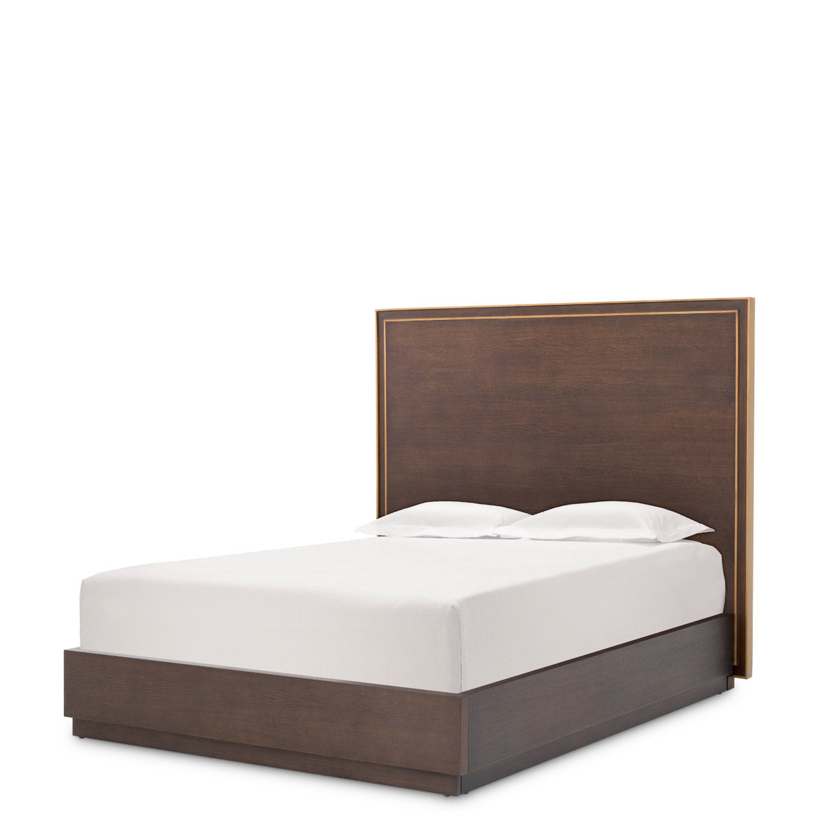 Eichholtz Bed Frame Camelot Queen size Executed in brown oak veneer, Bed Frame Camelot marries a stylish and contemporary design with