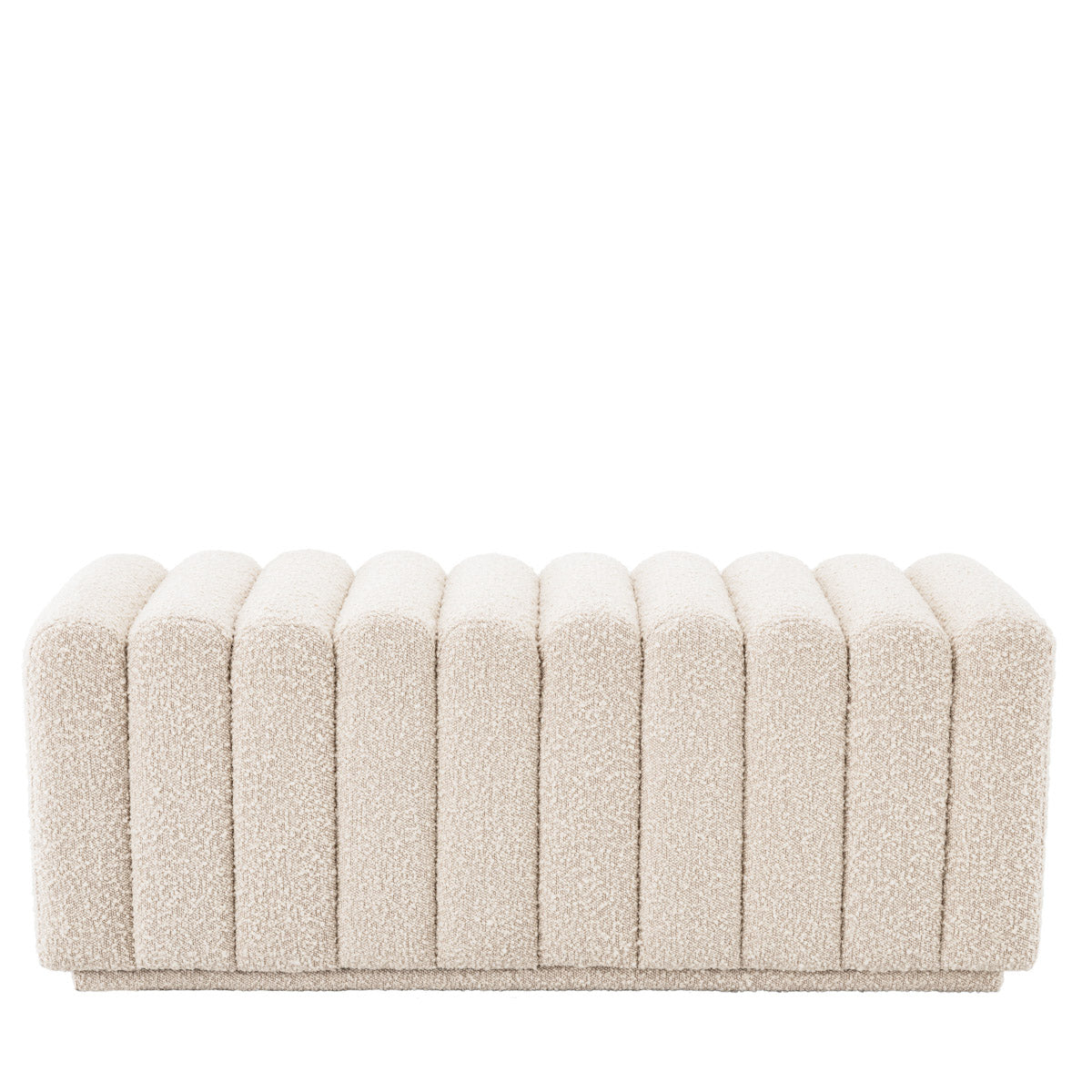 Eichholtz Bench Bente your living room or bedroom. Featuring a bouclÃ© cream upholstery with deep channel stitching, this