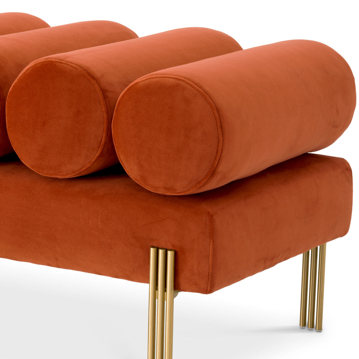 Eichholtz Bench Oxley savona orange velvet for a sumptuous mid-century look. Bench Oxley Crafted by Eichholtz this benche