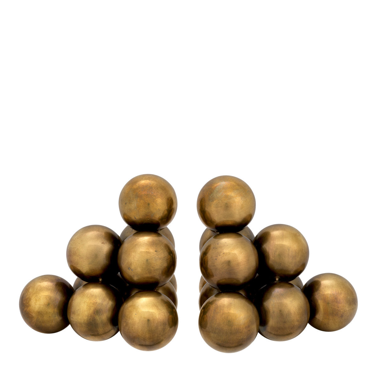 Eichholtz Bookend Carioca set of 2 a vintage brass finish, each bookend looks like a stack of marbles. Bookend Carioca set