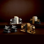 Eichholtz Bookend Globe set of 2 glamour into your home dÃ©cor, this set of two nickel finished bookends with brass finished