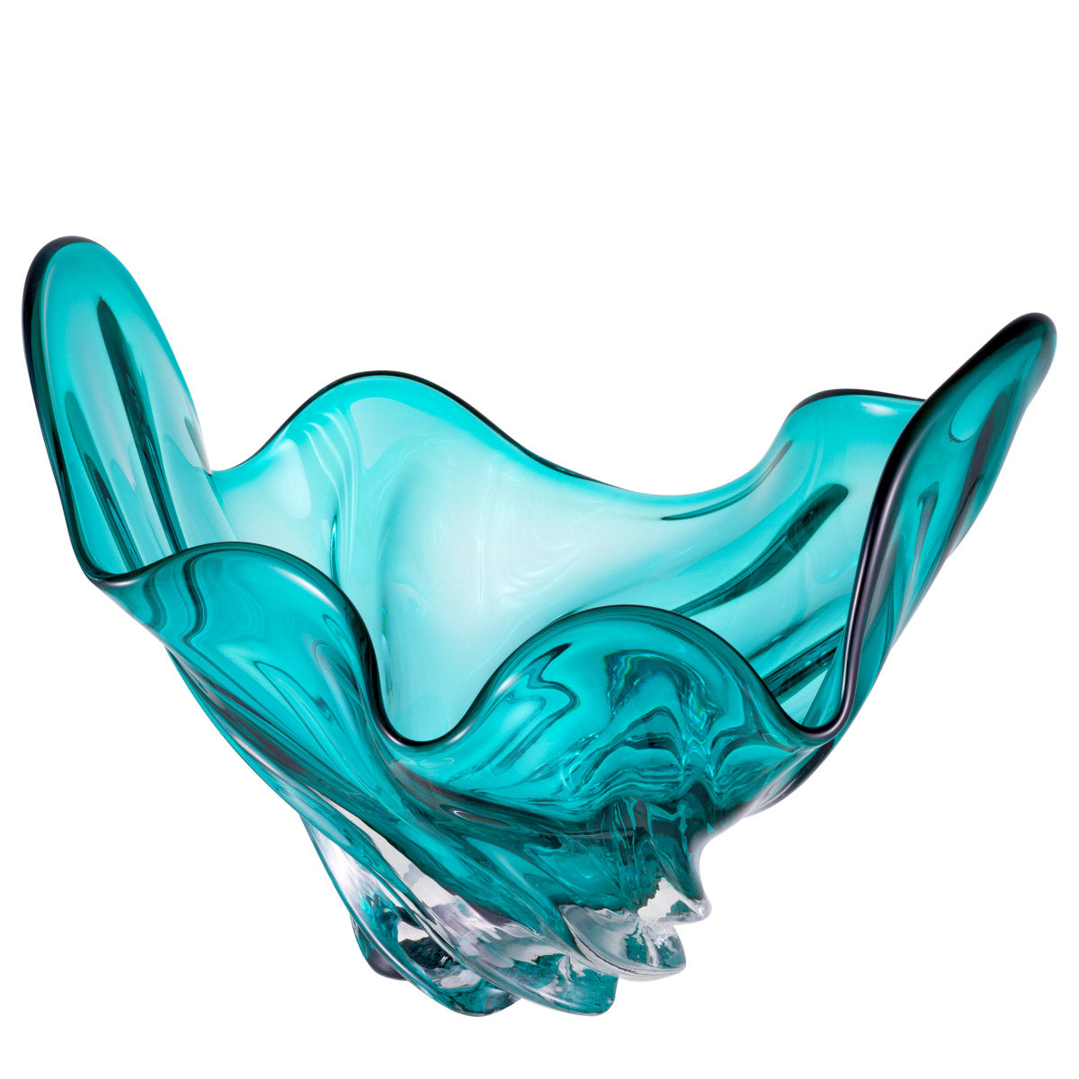 Eichholtz Bowl Ace vigorous design, this hand blown bowl from turquoise glass will bring a spirited vibe to