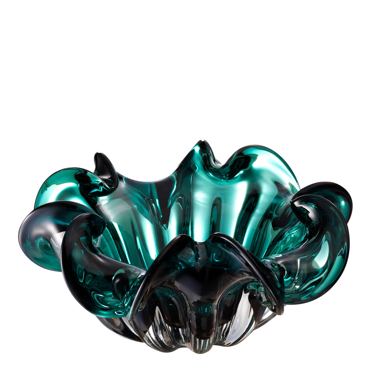 Eichholtz Bowl Triada This beautiful hand blown glass bowl features a gorgeous calyx shape with wavy rim. Bowl