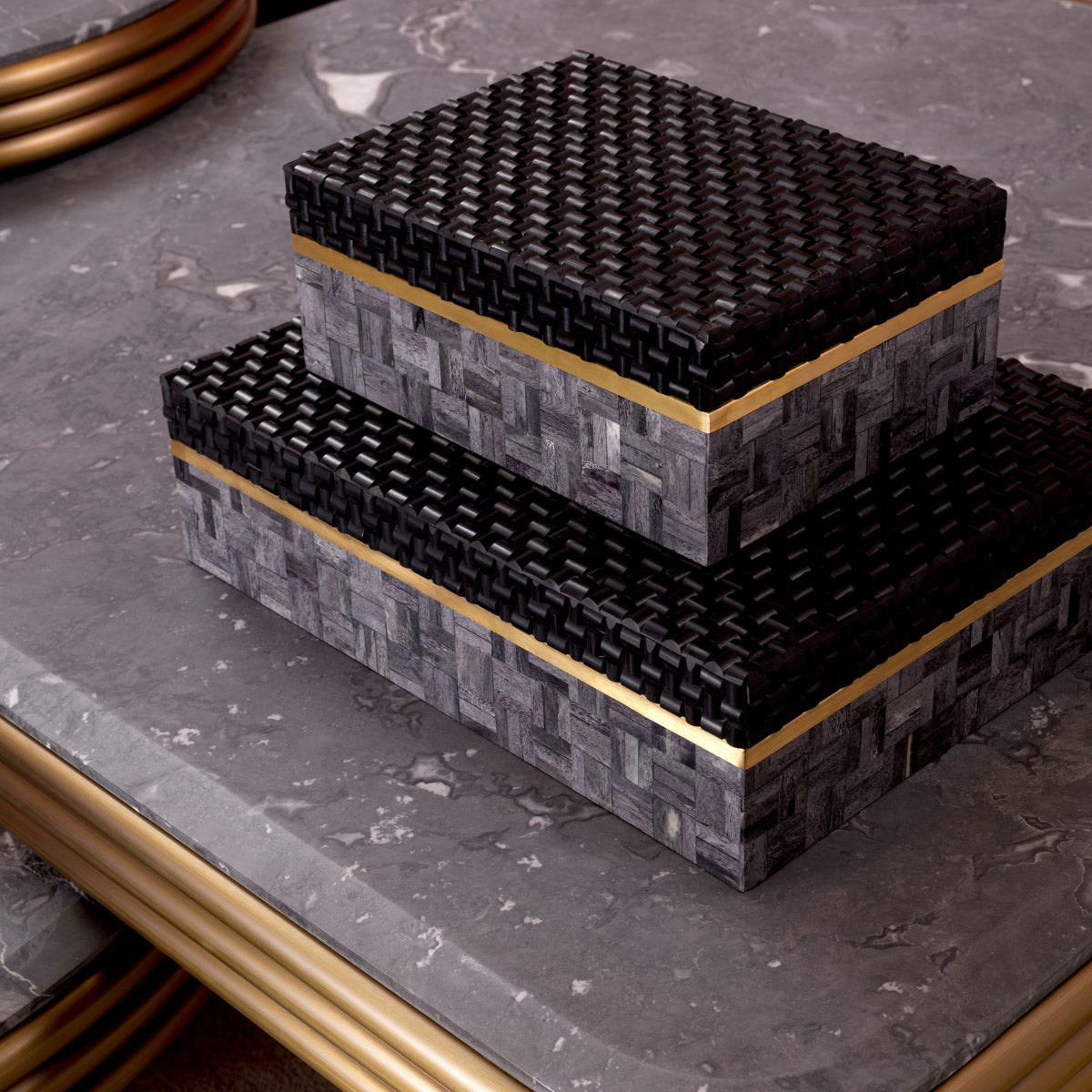 Eichholtz Box Seaside L Adorned with mixed resin patterns in elegant black and grey, this box not only offers
