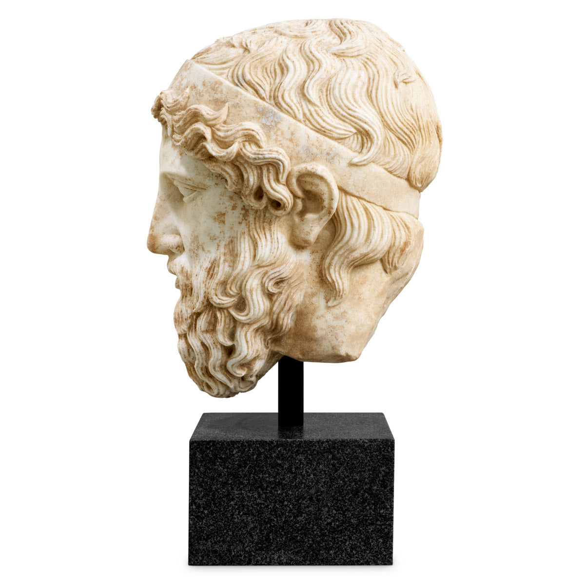 Eichholtz Bust Hermes black granite base, our interpretation celebrates the grandeur of ancient Greek and Roman sculpture. Elevate