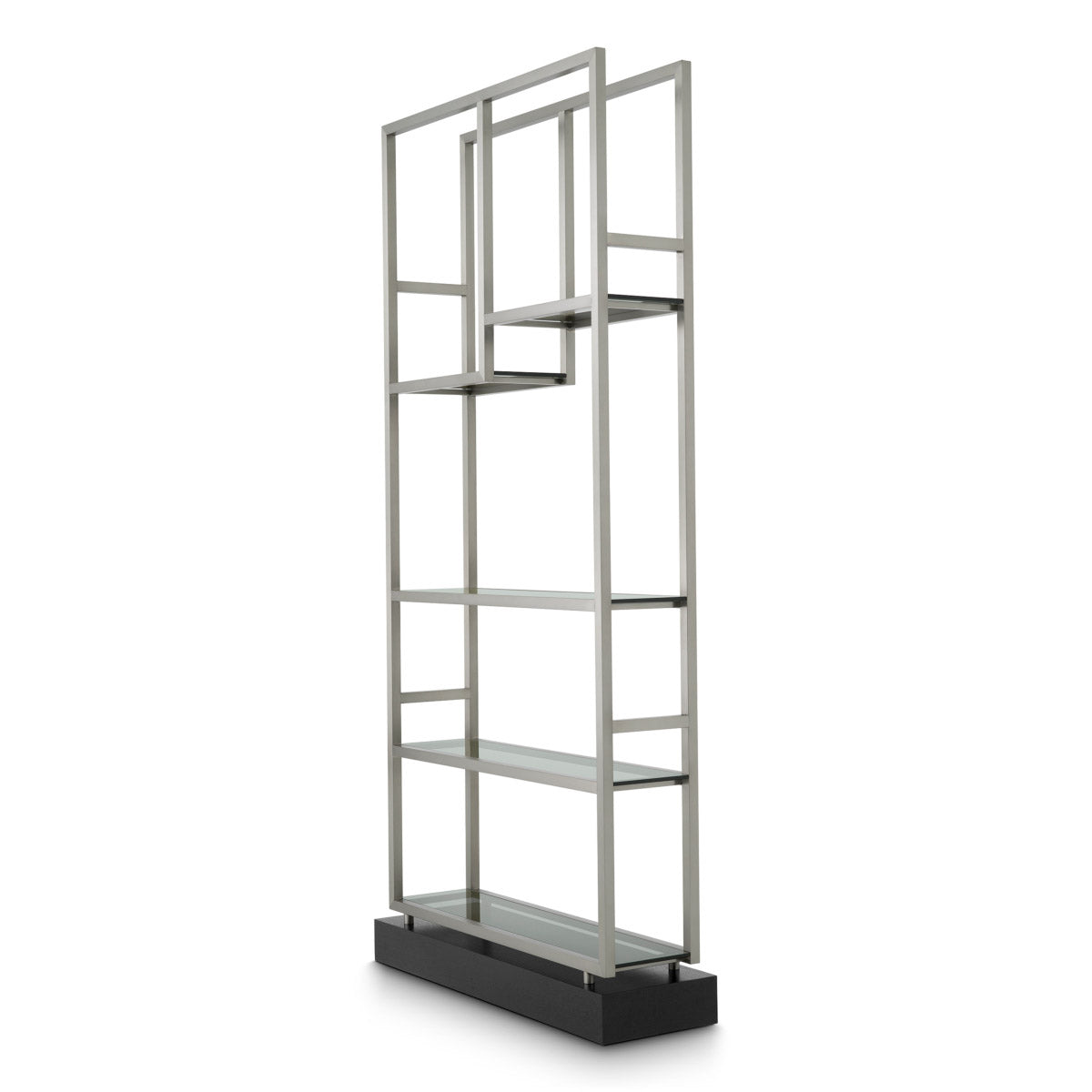 Eichholtz Cabinet Corrado I glass intricacies. This elegant black veneer base provides a touch of grandeur, seamlessly merging modernity