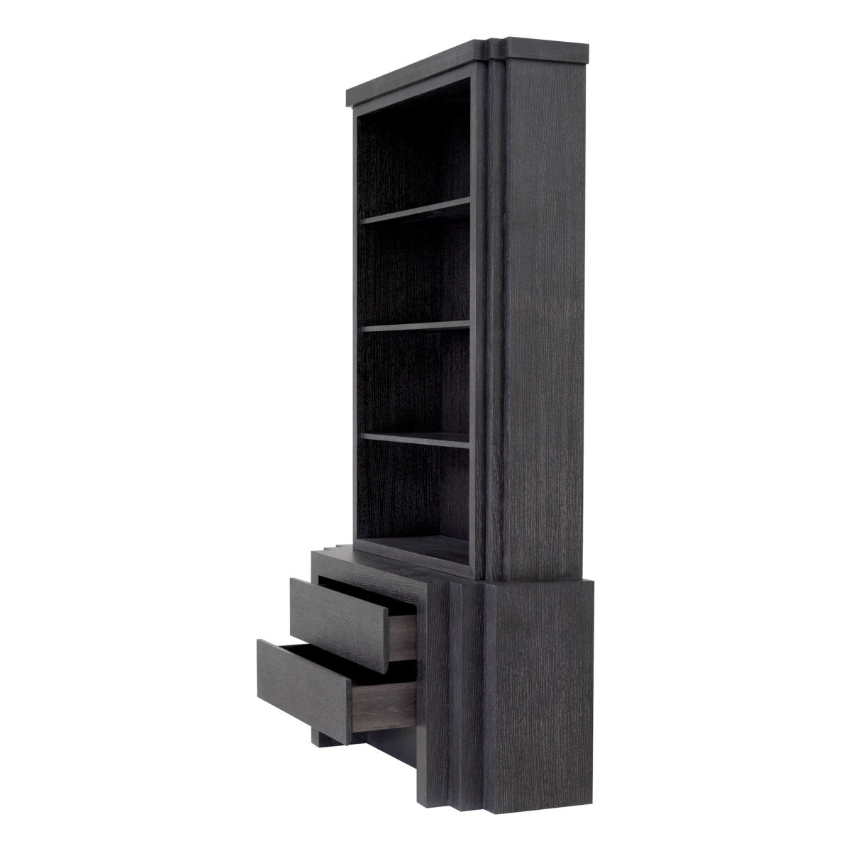 Eichholtz Cabinet Metropolitan S elegantly capturing the essence of its design. Crafted from charcoal grey oak veneer, this smaller
