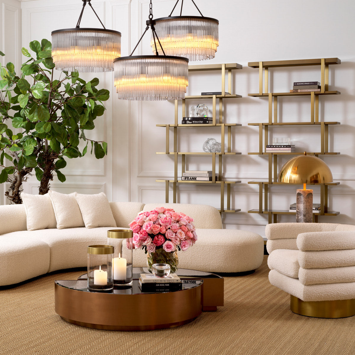 Eichholtz Cabinet Nesto cupboard in your home, office or study. Its stepped carcass has a brushed brass finish