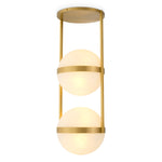 Eichholtz Ceiling Lamp Dover Introducing the Eichholtz Ceiling Lamp Dover, featuring two white glass globes suspended from an antique-fin...