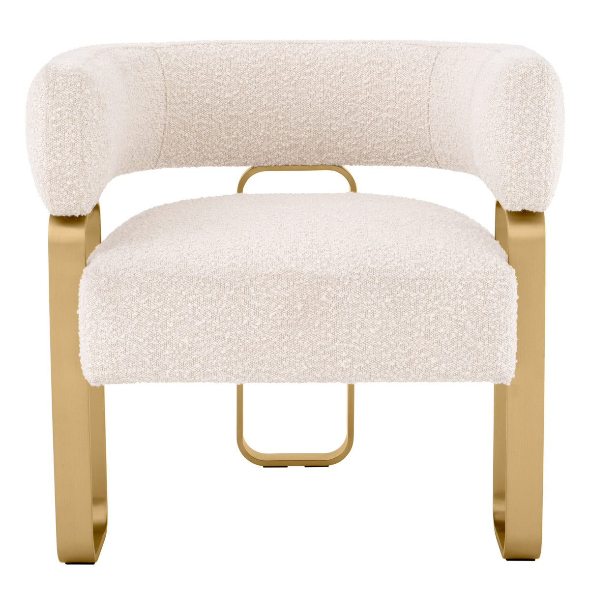 Eichholtz Chair Capricorn essence of modern glam style. The brushed brass finish and cream bouclÃ© upholstery add to
