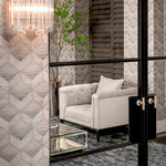 Eichholtz Chair Cesare more subtle button back design, gently curving with straight line embroidered stitching. It's presented with