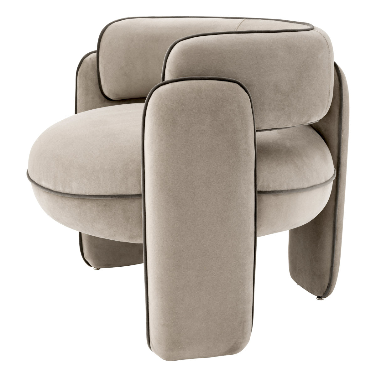 Chair Chaplin - Savona Greige Velvet, Savona Gray Velvet Piping