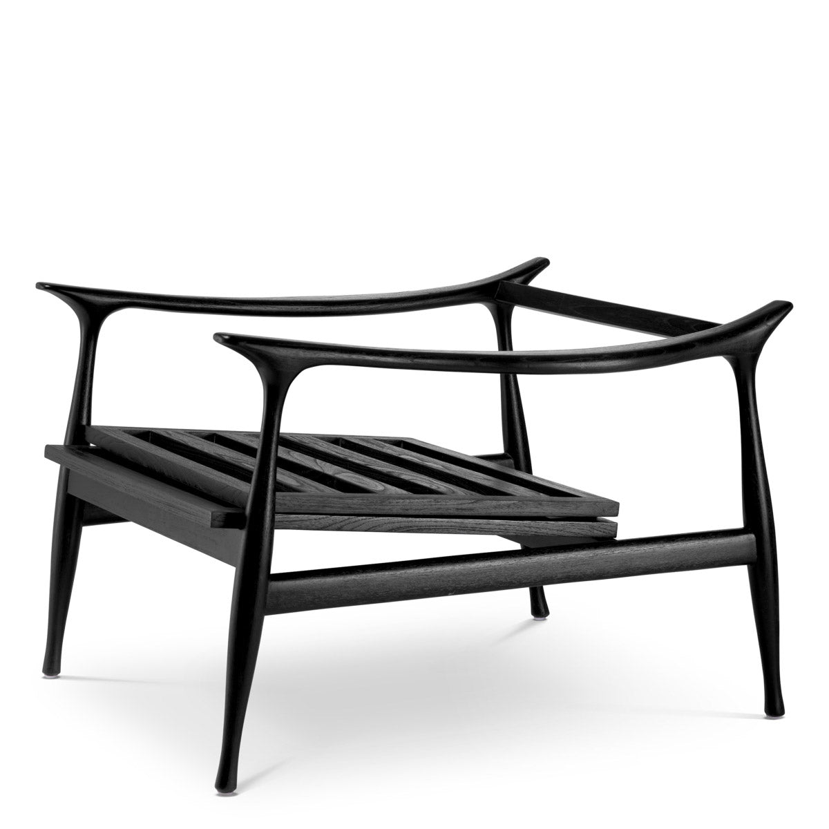 Eichholtz Chair Manzo The elegant black finish wood frame is complemented by a seat and back cushion in