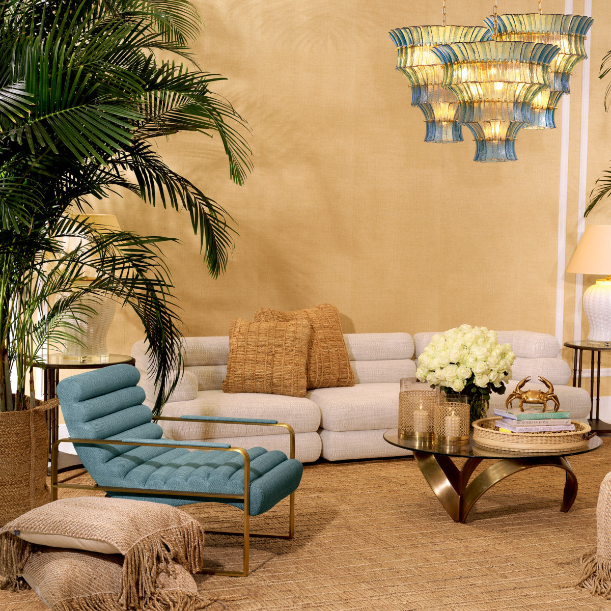 Eichholtz Chair Olsen elevates relaxation with its sumptuous padding and refined metal structure. The iconic color adds a