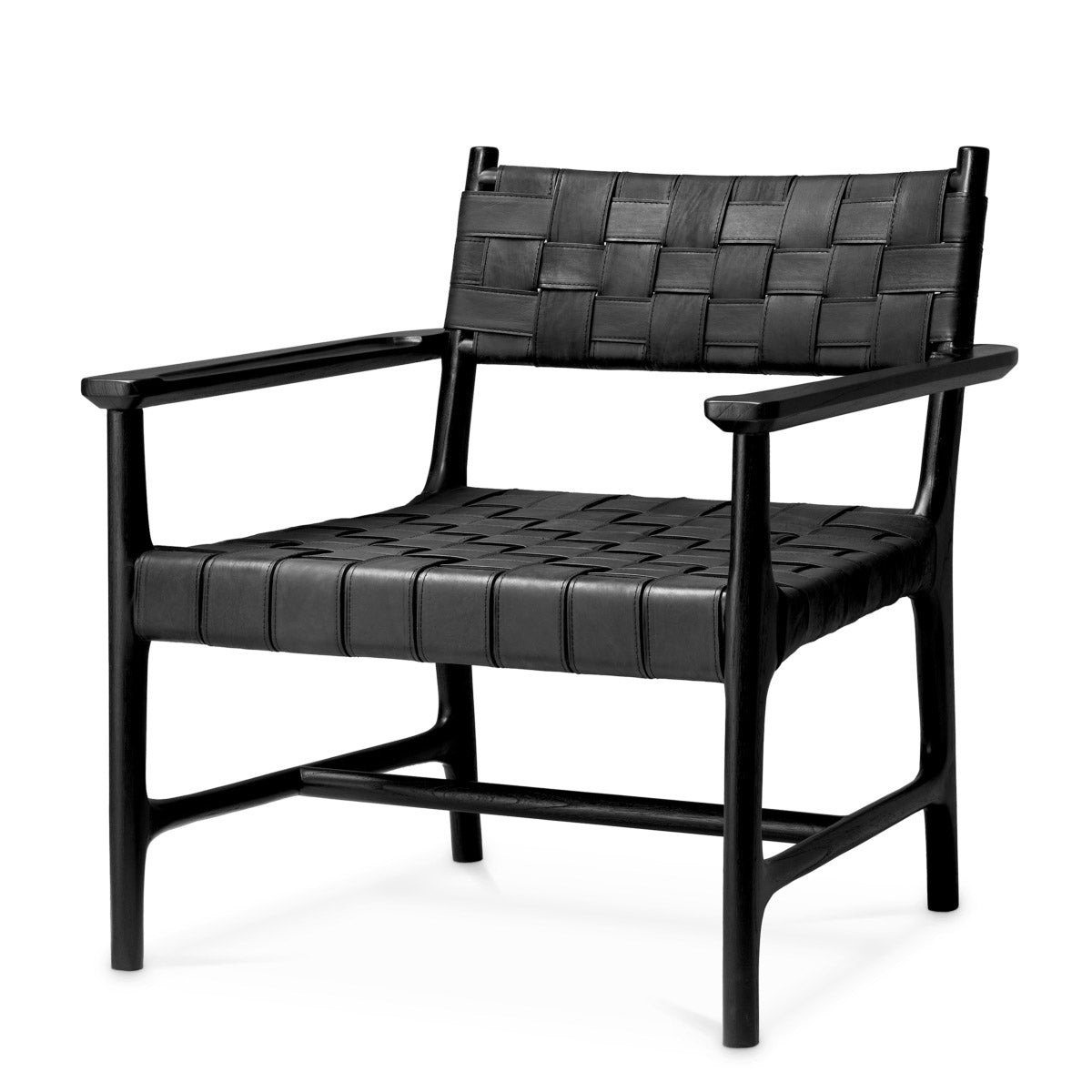 Eichholtz Chair Tiberio Elevate your space with the Chair Tiberio in classic black leather. This luxurious seating option