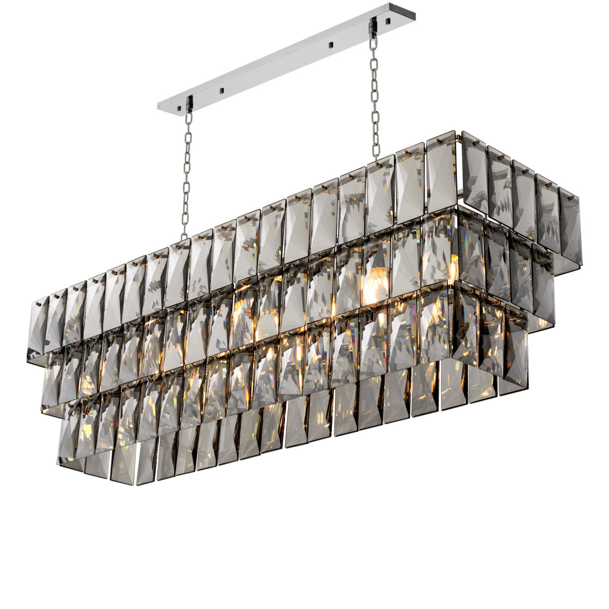 Eichholtz Chandelier Amazone rectangular it is an excellent way to show off your style. Suspended on two chains, it
