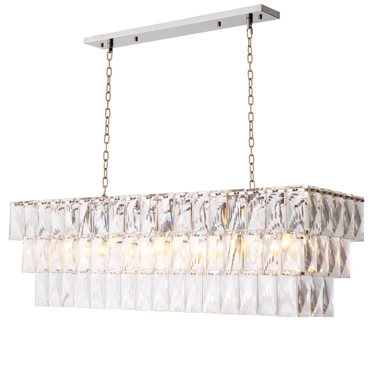 Eichholtz Chandelier Amazone rectangular it is an excellent way to show off your style. Suspended on two chains, it