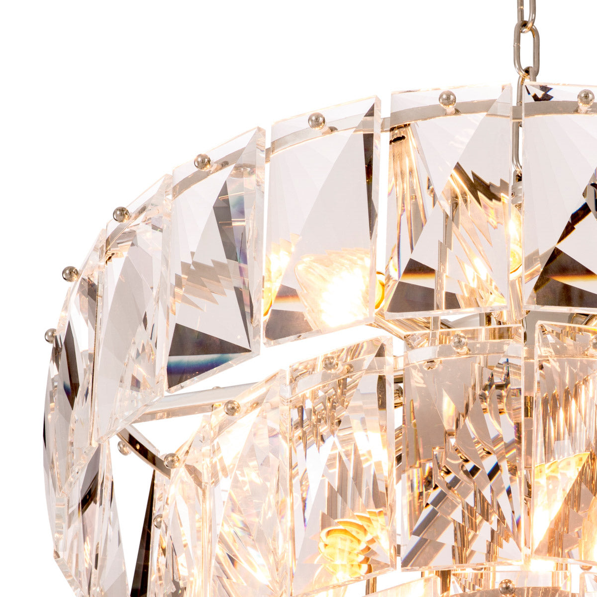 Eichholtz Chandelier Amazone S rectangular glistening crystals hang from different tiers, capturing and refracting light to create dramat...