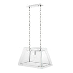 Eichholtz Chandelier Azure S bare essence of illumination, this tapered cage with nickel finish and bevelled clear glass panels