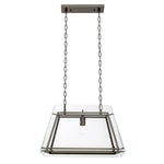 Eichholtz Chandelier Azure S bare essence of illumination, this tapered cage with bronze finish and bevelled clear glass panels