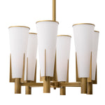 Eichholtz Chandelier Dino brass finish is paired with a bold geometric design that evokes the retro aesthetic of