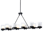 Eichholtz Chandelier Donovan comes with ten clear glass cylindrical shades including faux candles with LED lights and a