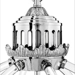 Eichholtz Chandelier Impero utterly attractive lamp comprises a subtly decorated, round structure with nickel finish and clear acrylic