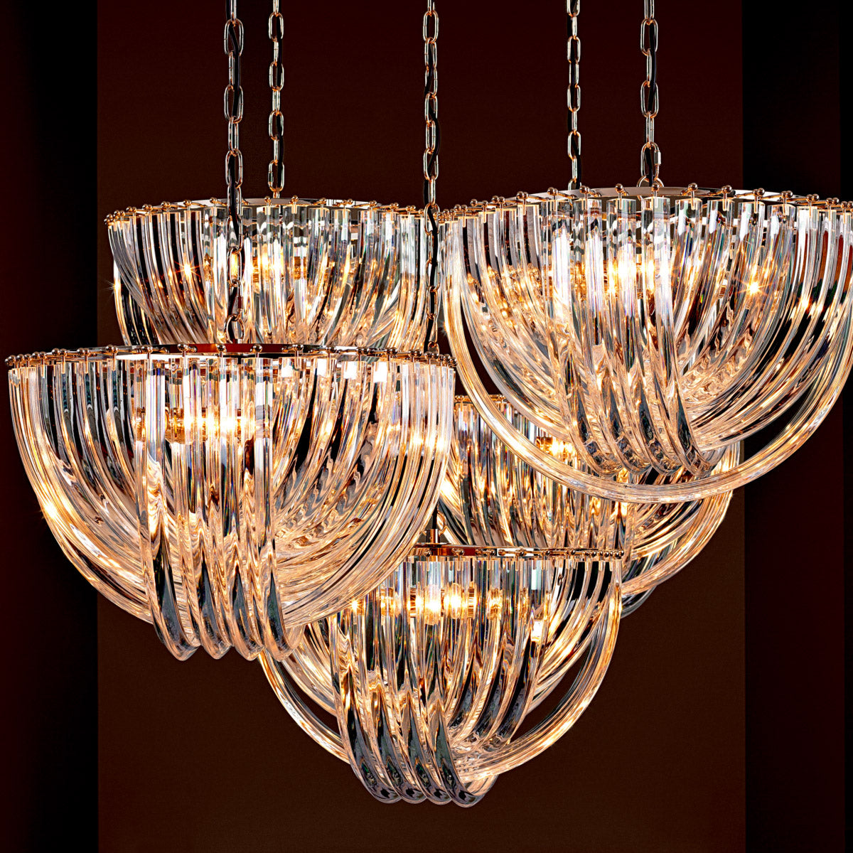 Eichholtz Chandelier Murano 19.5" dia x 13" H which let reflected light sparkle from the internal light fittings. Perfect for adding vint...