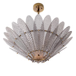 Eichholtz Chandelier Scala lovely floral shape. Provided with an antique brass finish, this Mid-Century Modern ceiling pendant is
