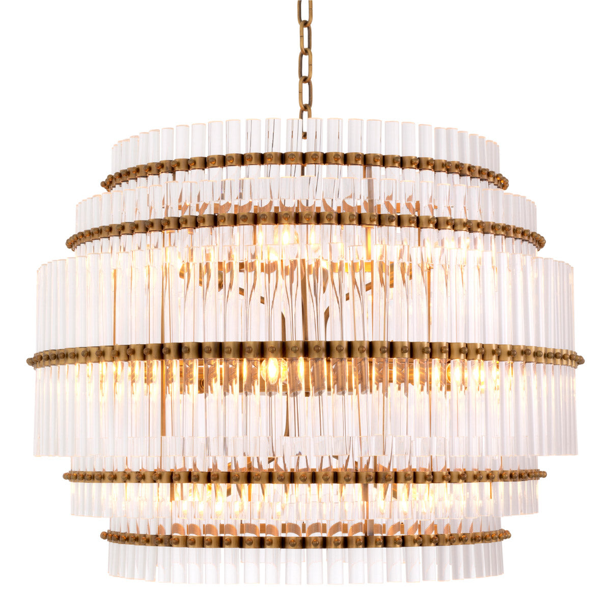 Eichholtz Chandelier Scottsdale design gives a pleasing ambient light. It features an antique brass finish fixture that is