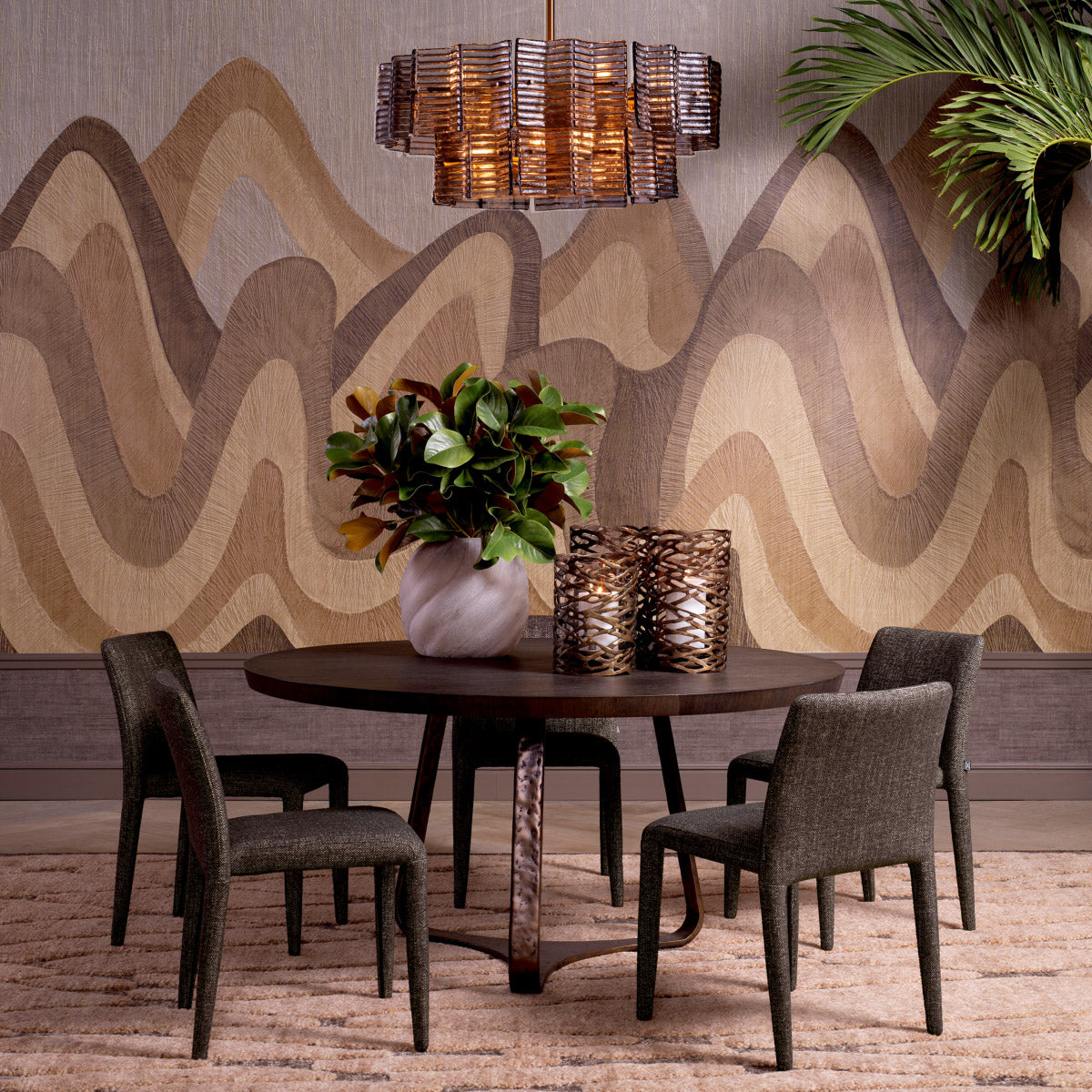 Eichholtz Chandelier Silvano crafting a stunning focal point. Its sophisticated design complements high-end interiors, offering a gracefu...