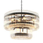 Eichholtz Chandelier Sutton House Featuring two rounded tiers with sparkling glass rods, this lovely luminaire has a bronze fixture
