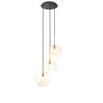Eichholtz Chandelier Tango 3 light fixture. Hanging at different heights the clear glass globes bring depth to your dÃ©cor, while