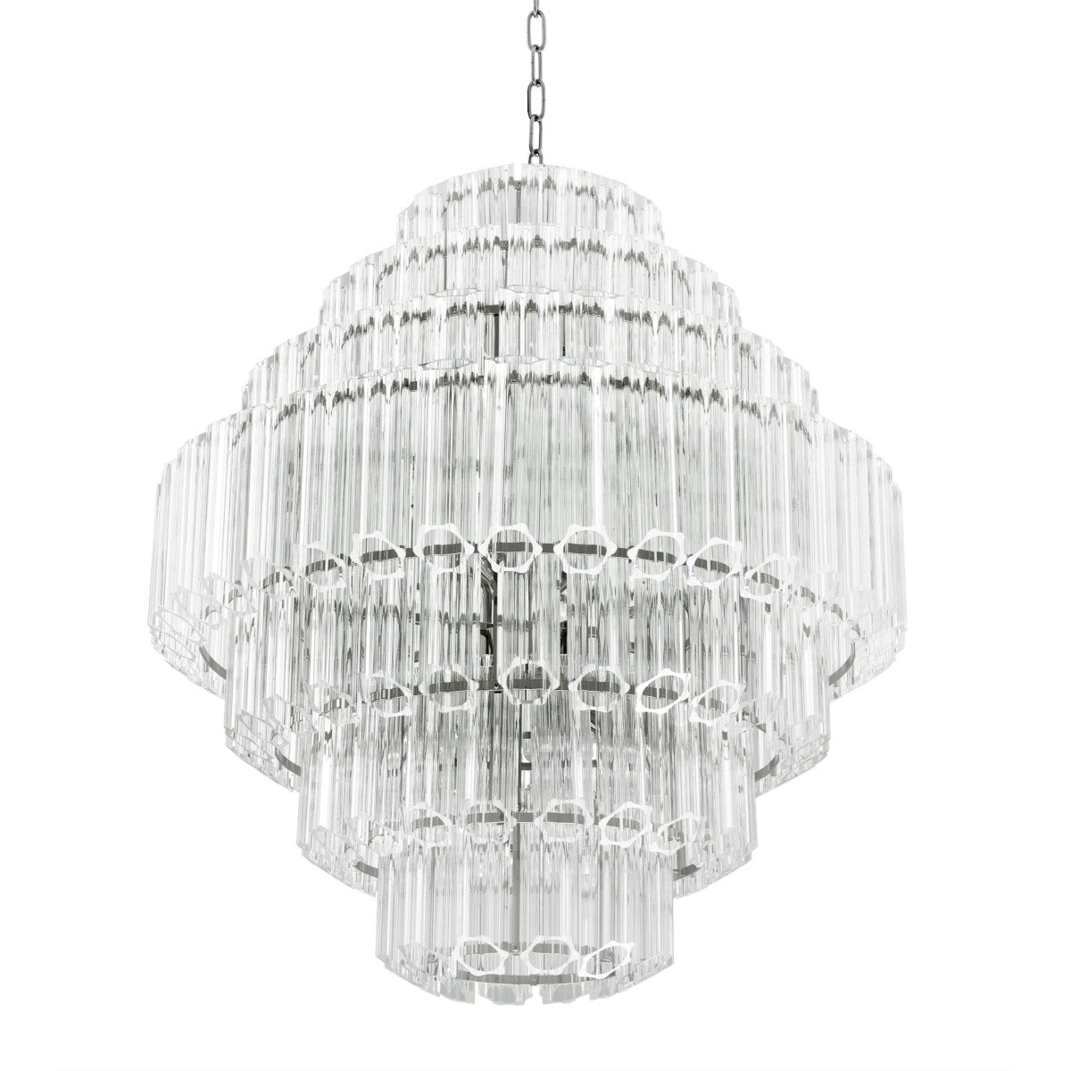 Eichholtz Chandelier Vittoria L design with ribbed and bevelled clear glass tubes, this lush chandelier creates a stunning glow