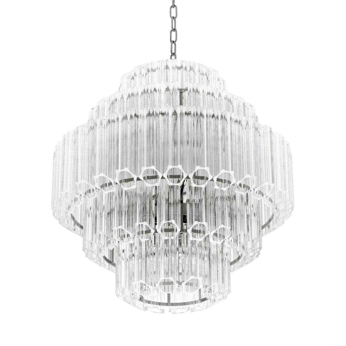 Eichholtz Chandelier Vittoria S design with ribbed and bevelled clear glass tubes, this lush chandelier creates a stunning glow
