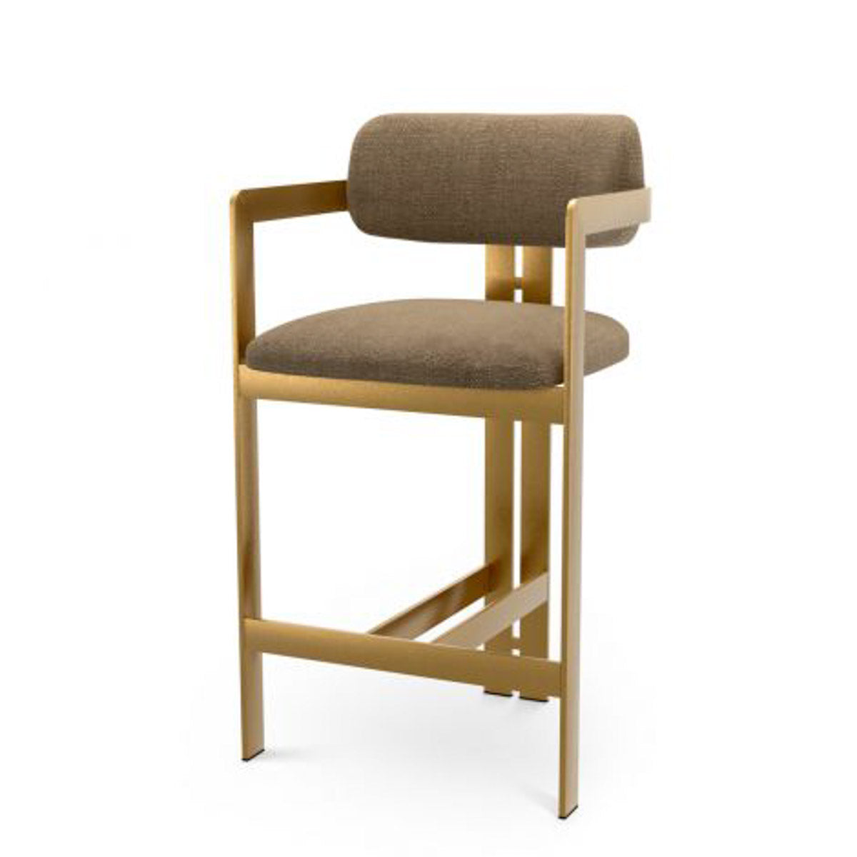 Counter Stool Donato Brushed brass finish | stratfort brown 83% rayon | 17% cotton Chairs & Sofas CMA0289 11