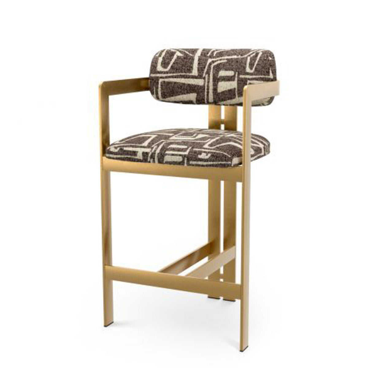 Counter Stool Donato Brushed brass finish | davenport dark brown 52% polyester | 48% olefin Chairs & Sofas CMA0293 8